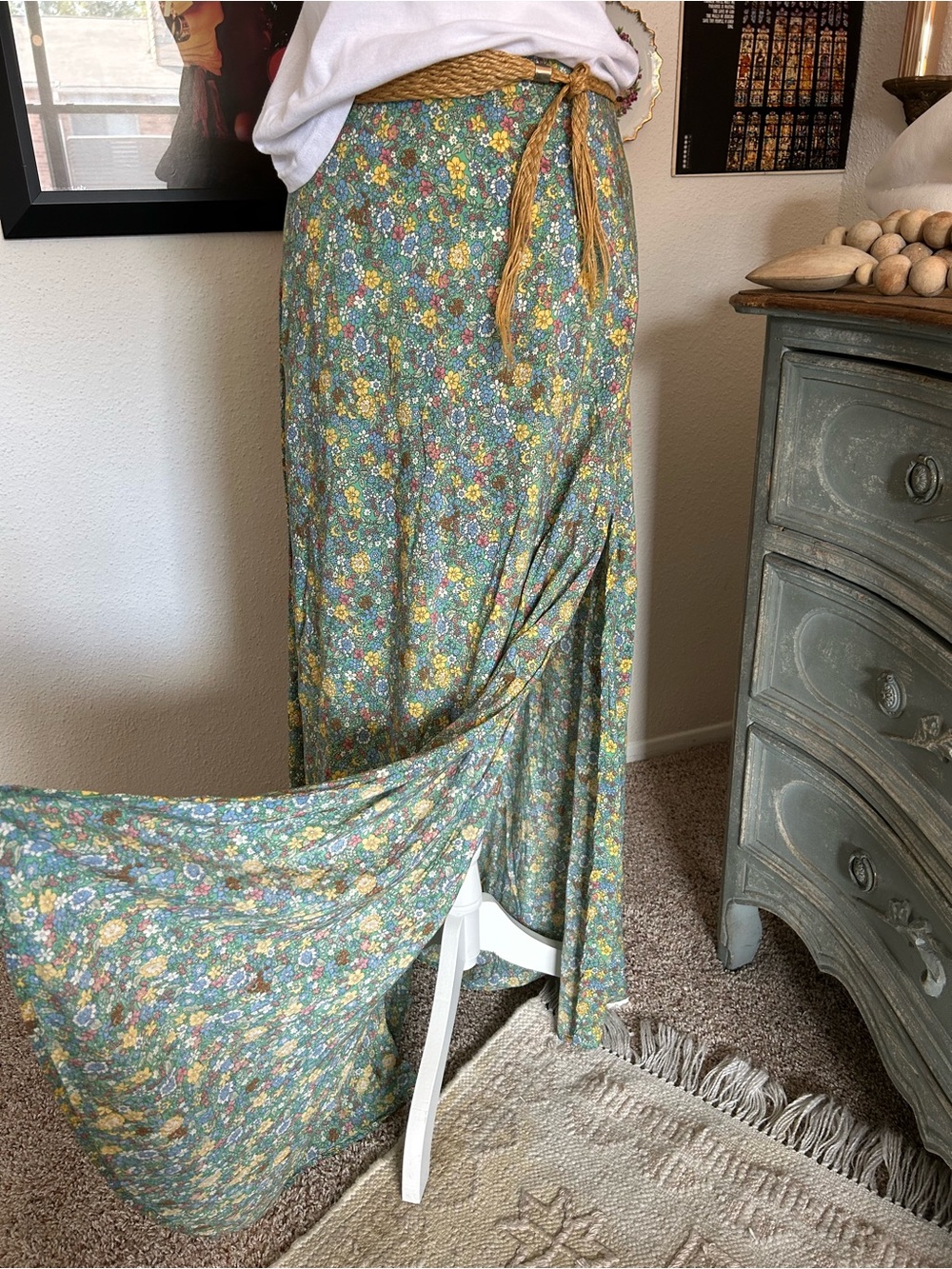 Natural Life Maxi Skirt Side-Slit Floral Size S Boho Cottagecore Fairy Festival - Picture 5 of 12